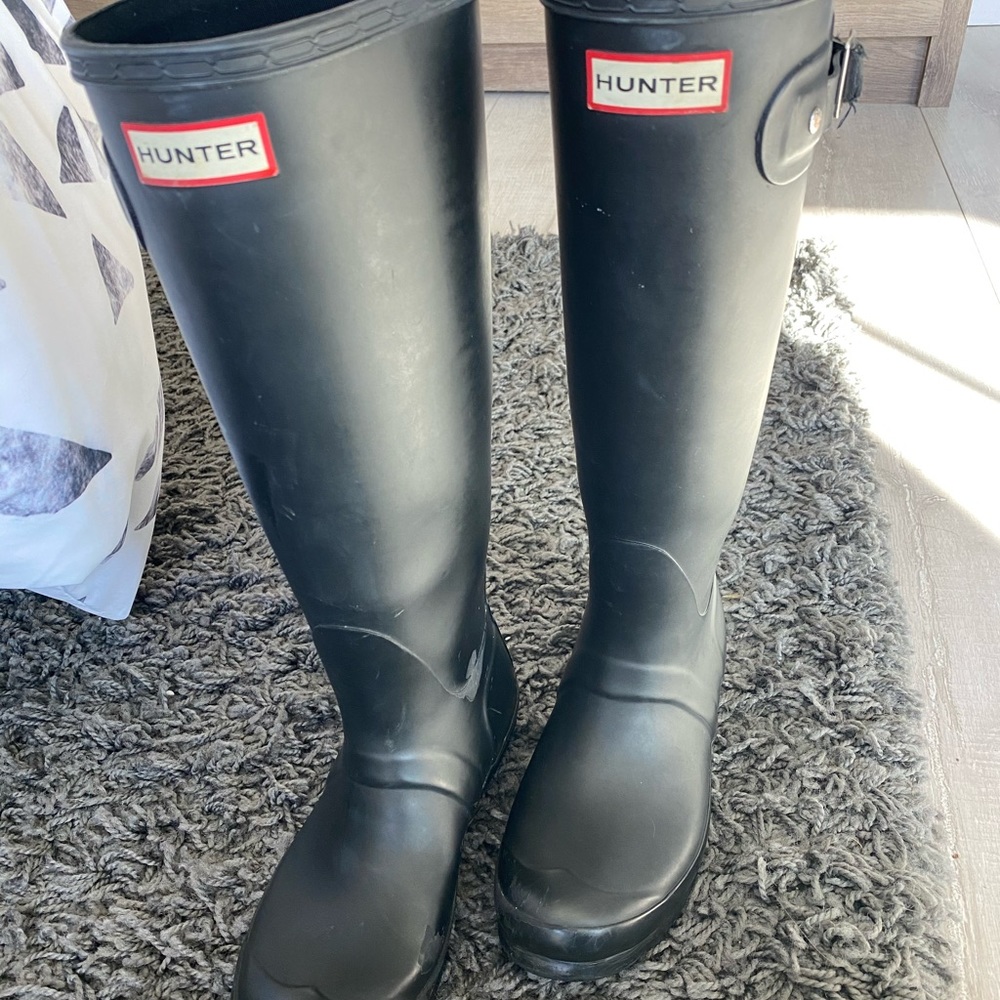 Hunter boots tall matte black